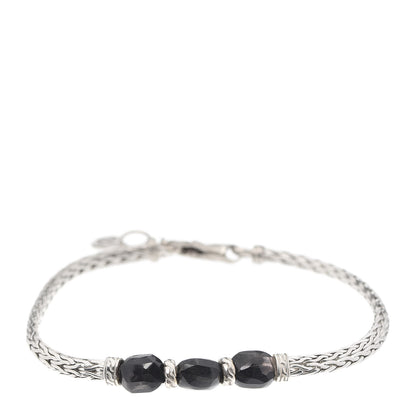 John Hardy Sterling Silver Black Onyx Slim Classic Chain 3 Bead Bracelet 1 of 5