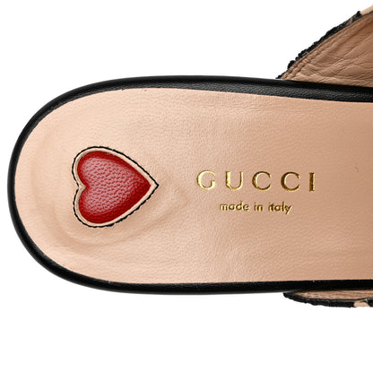 Gucci Lace Malaga Kid Womens Princetown Slippers 38.5 Black Skin Rose 7 of 10