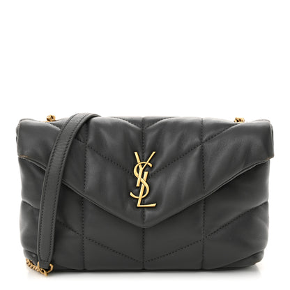 Saint Laurent Lambskin Quilted Toy Loulou Puffer Monogram Chain Satchel Storm 1 of 12