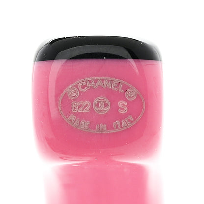 Chanel Resin Logo Hoop Earrings Black Pink 3 of 6