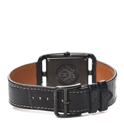 Hermes PVD Stainless Steel Alligator 29mm Cape Cod Quartz Watch Noir 3 of 6