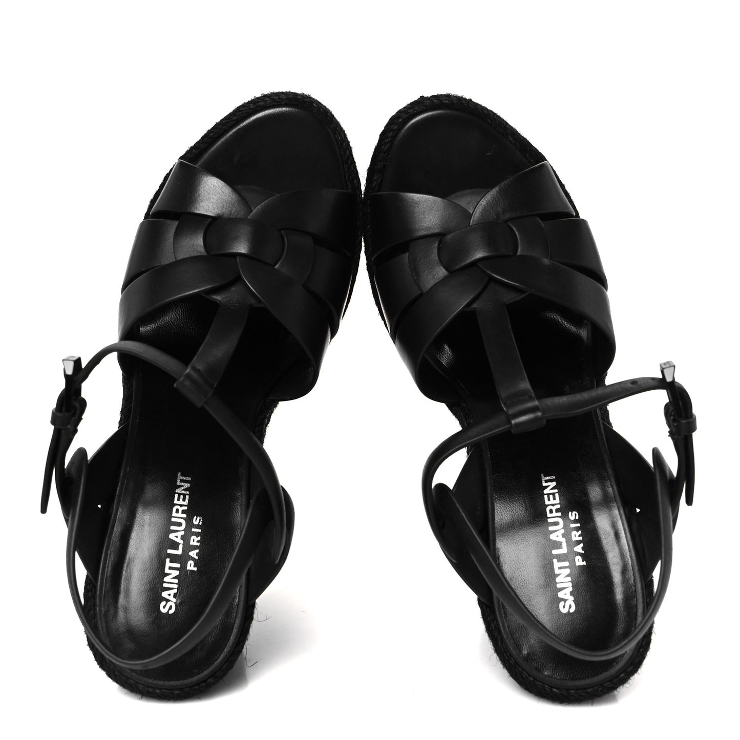 Calfskin Tribute 95 Platform Espadrille Wedge Sandals 39 Black