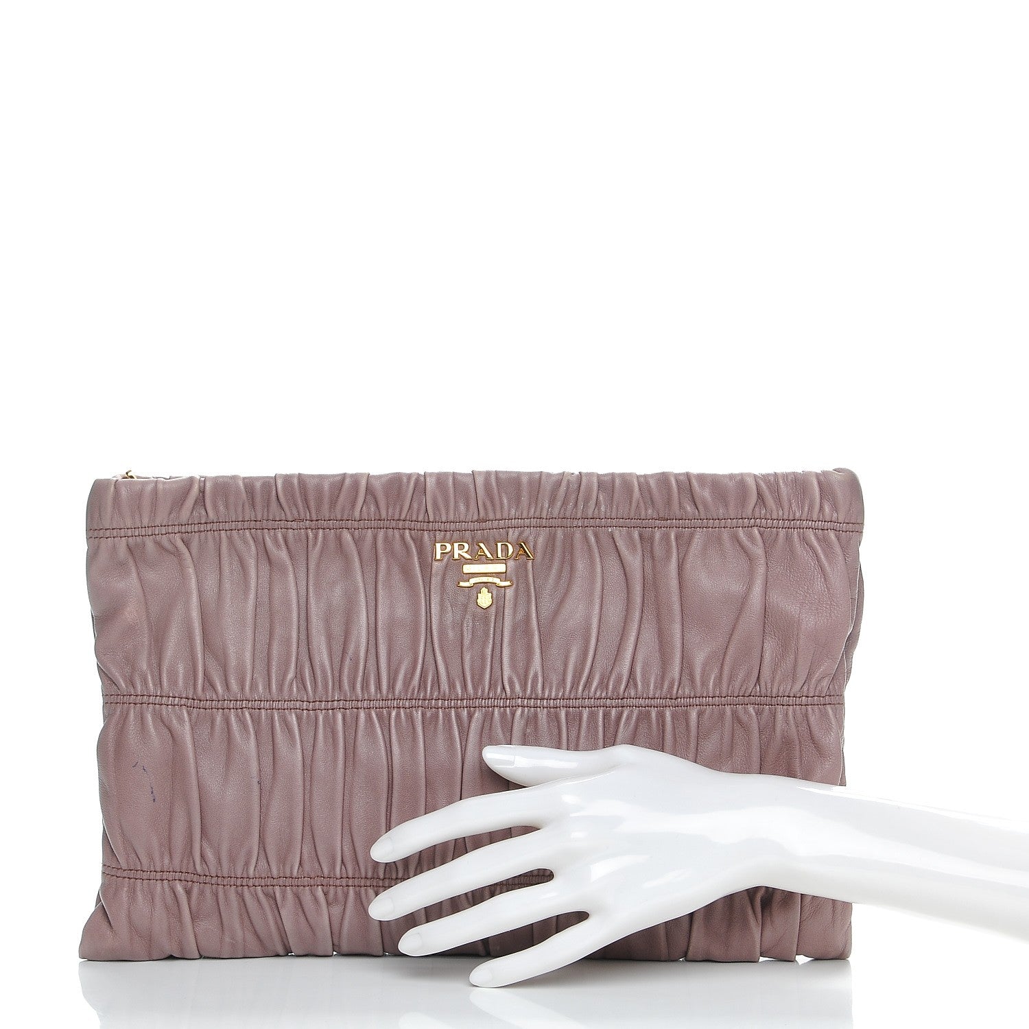 Prada Nappa Gaufre Clutch Dark Rose 3 of 9