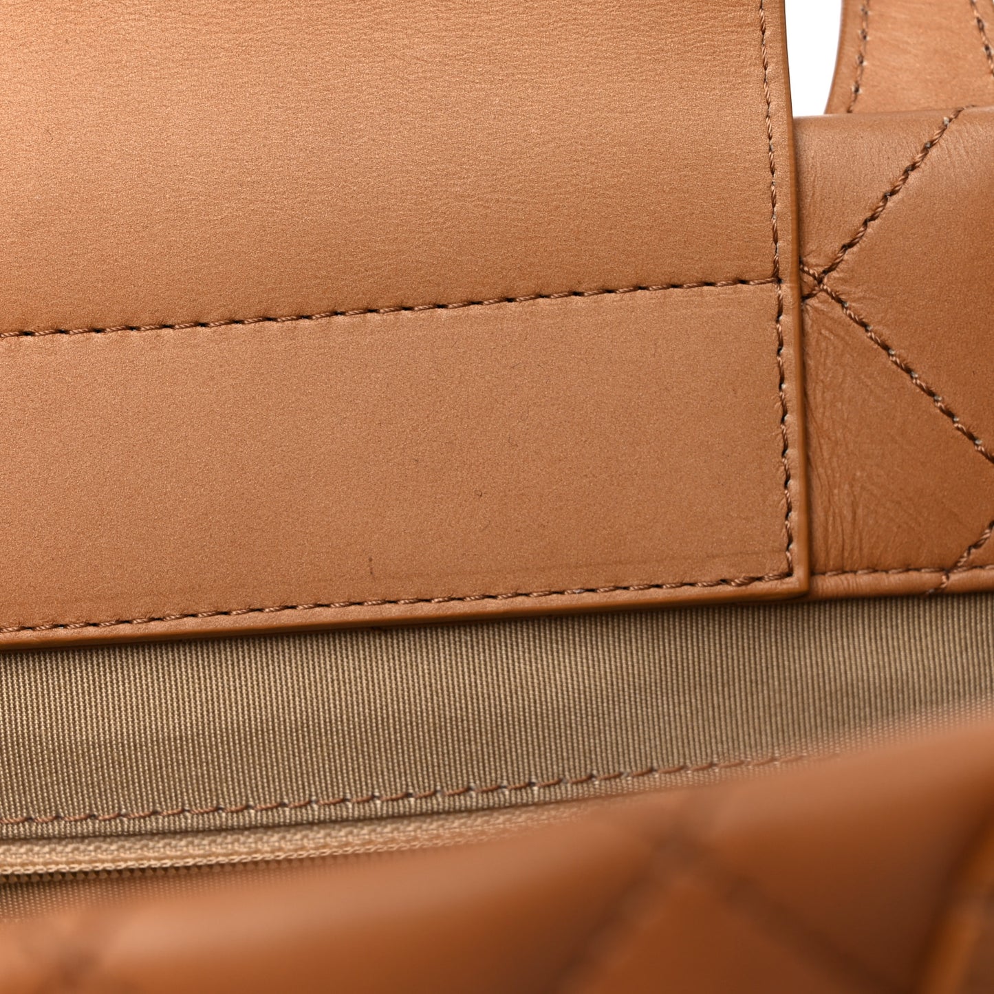 Calfskin Quilted Small Easy Shopping Tote Dark Beige