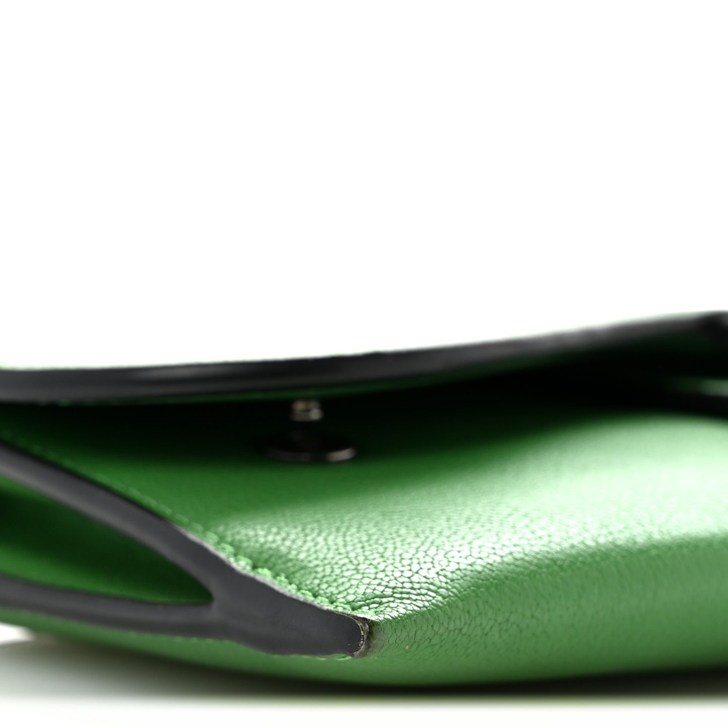 Goatskin Saddle Chain Wallet Pouch Bright Green