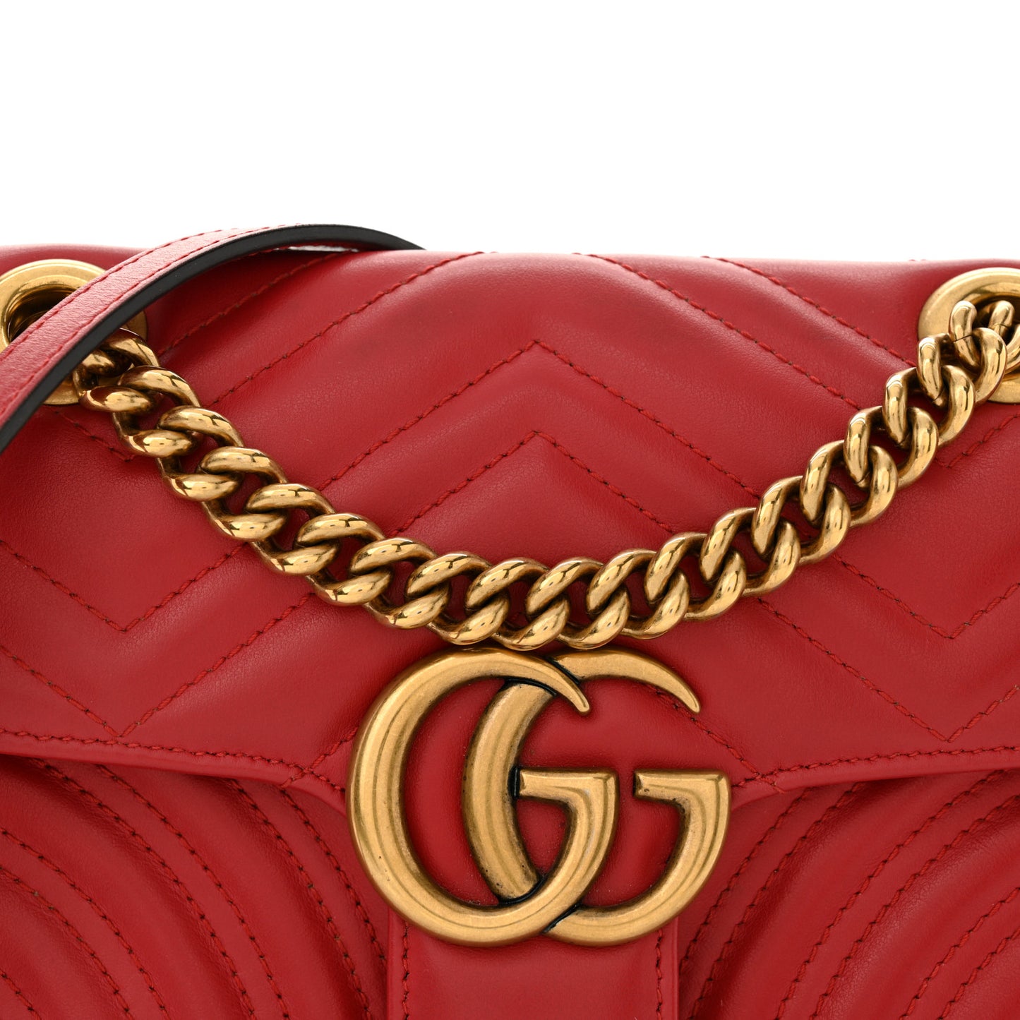 Calfskin Matelasse Mini GG Marmont Shoulder Bag Hibiscus Red