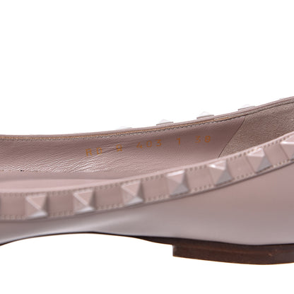 Valentino Garavani Calfskin Lacquered Monochrome Rockstud Ballerina Flats 38 Poudre 9 of 10