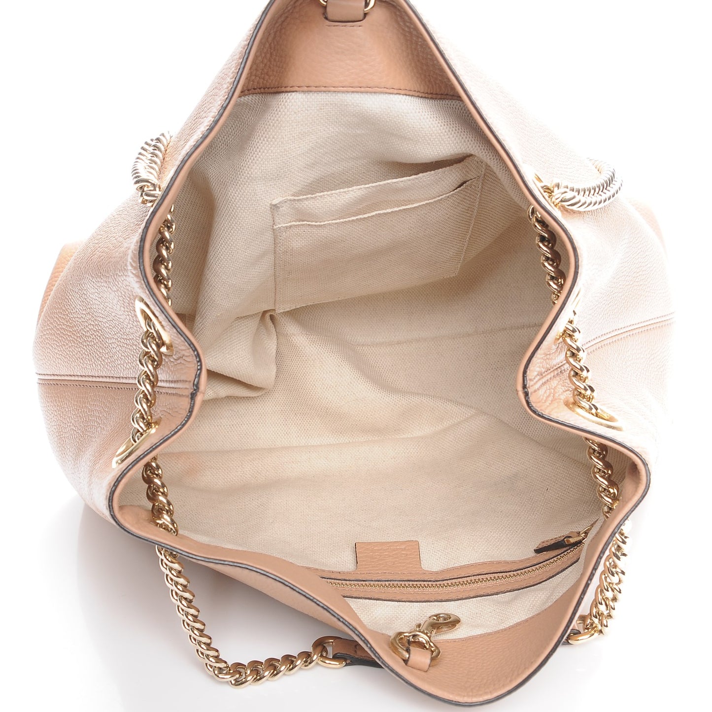 Pebbled Calfskin Medium Soho Chain Shoulder Bag Rose Beige