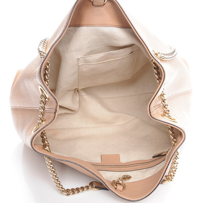 Gucci Pebbled Calfskin Medium Soho Chain Shoulder Bag Rose Beige 5 of 9