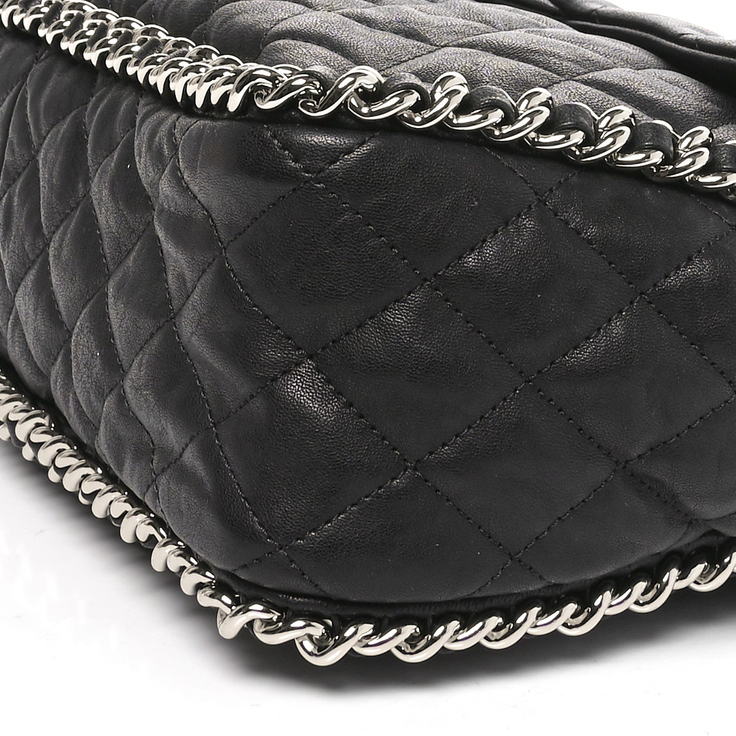 Chanel Washed Lambskin Quilted Maxi Chain Around Flap Black 10 of 10