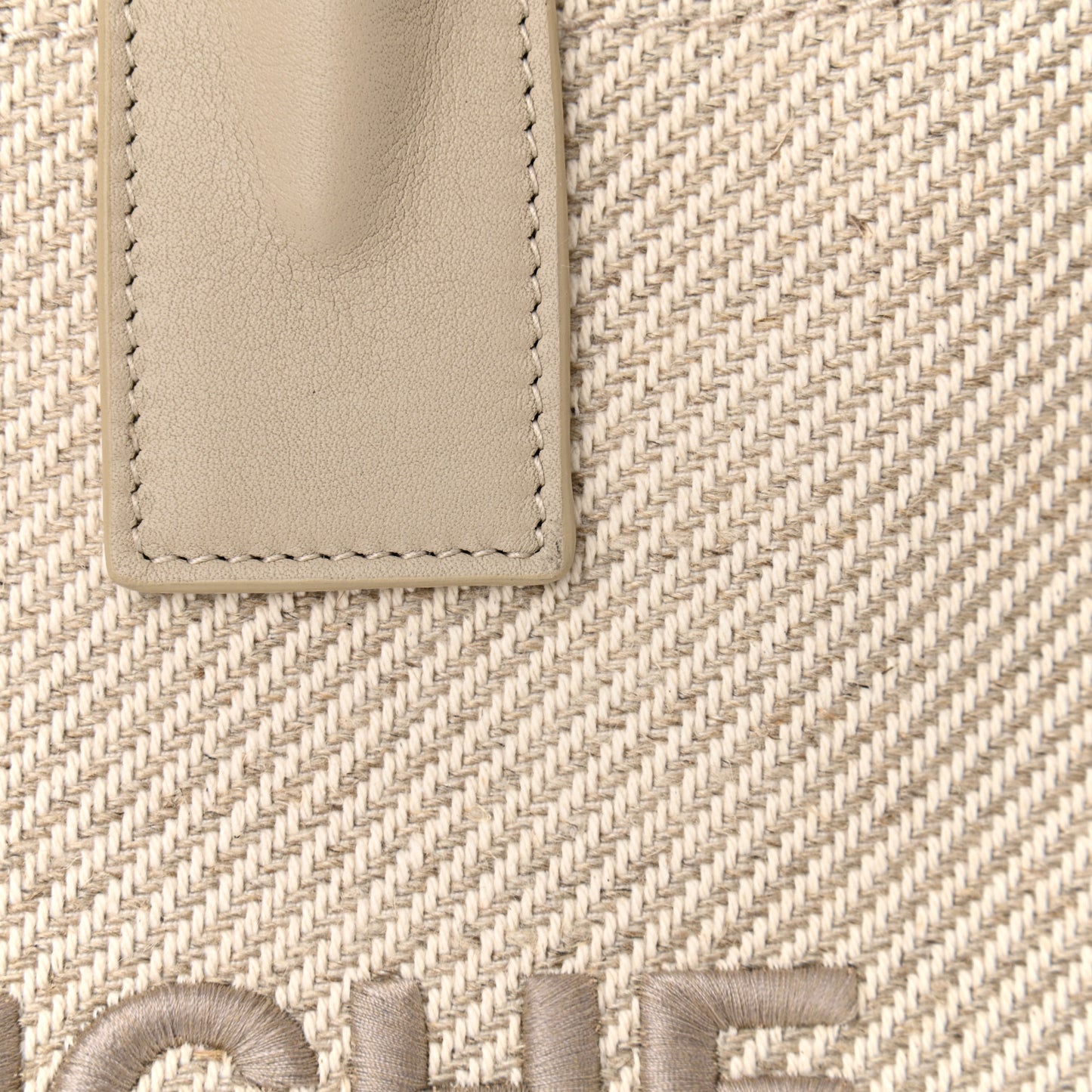 Linen Calfskin Small Rive Gauche Tote Beige Sea Salt