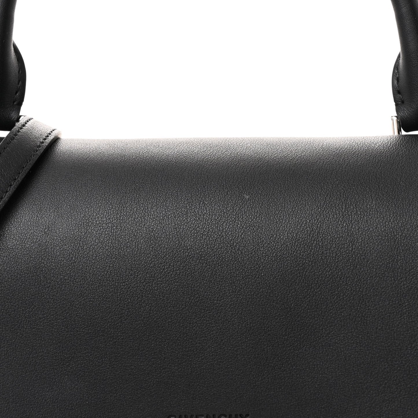Grained Calfskin Studded Small Shark Lock Satchel Black