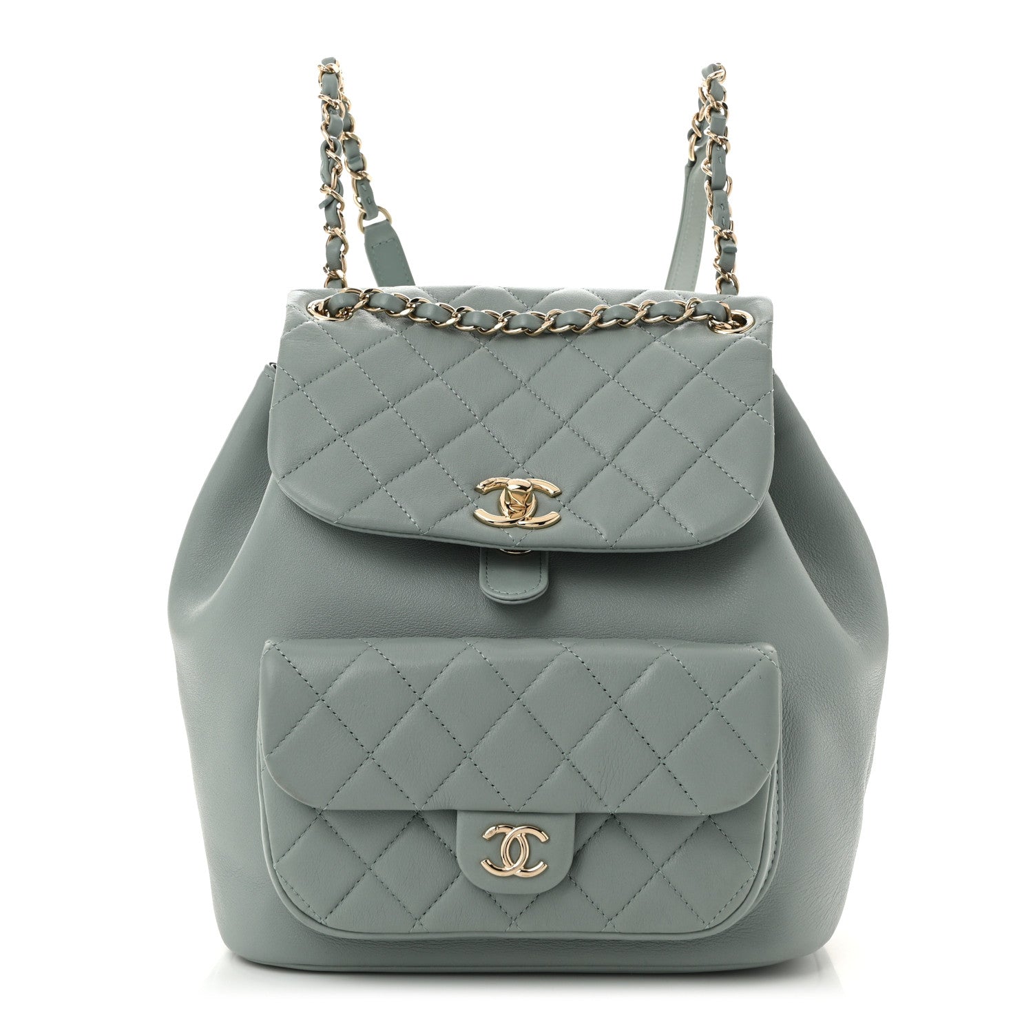 Chanel Lambskin Quilted Large Duma Drawstring Backpack Grey 1 of 10