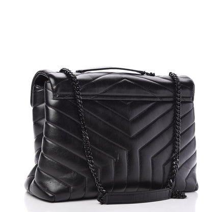 Saint Laurent Calfskin Y Quilted Monogram Medium Loulou Chain Satchel Black 3 of 10