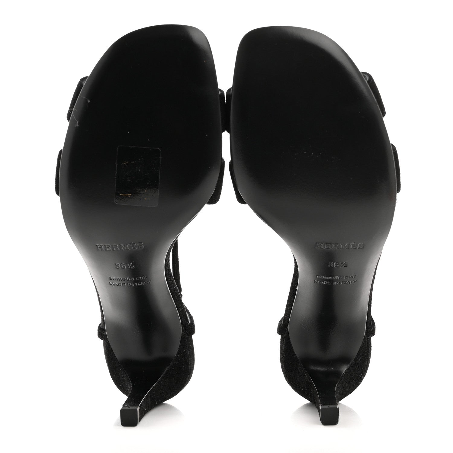 Hermes Suede Goatskin Heden 80 Sandals 36.5 Black 5 of 8