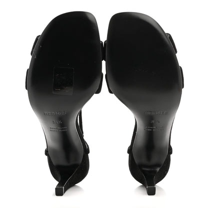 Hermes Suede Goatskin Heden 80 Sandals 36.5 Black 5 of 8