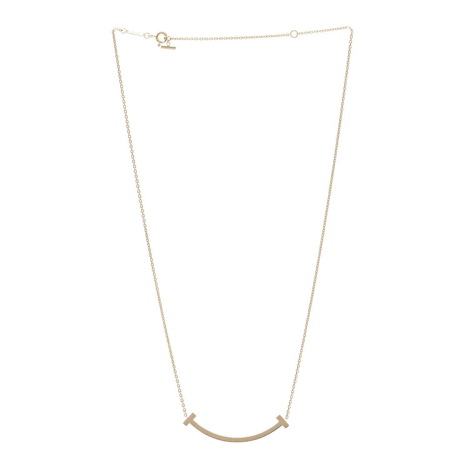 Tiffany 18K Yellow Gold Medium T Smile Pendant Necklace 3 of 4