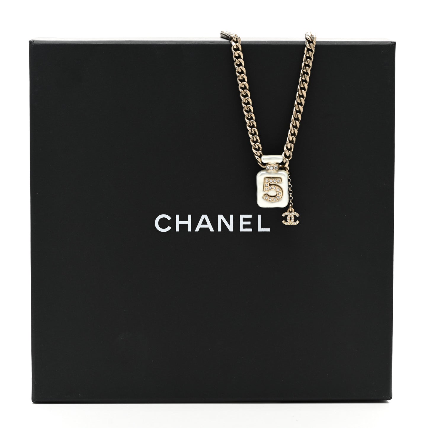 Resin Crystal CC No 5 Perfume Bottle Necklace