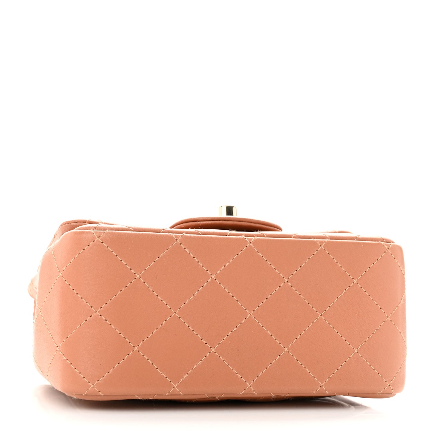 Lambskin Quilted Mini Square Flap Brown