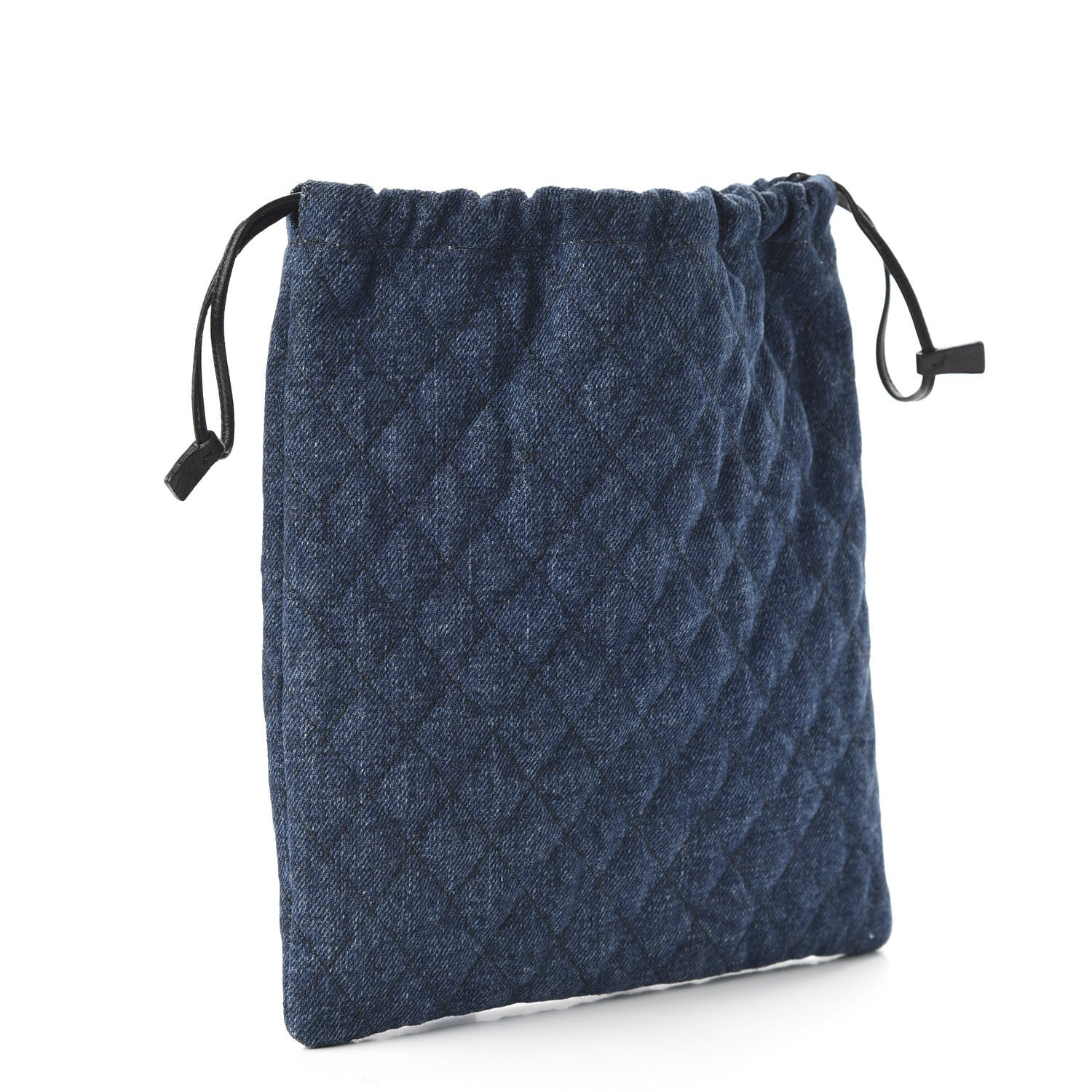 Prada Denim Impuntura Drawstring Pouch Blue Black 3 of 10