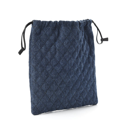 Prada Denim Impuntura Drawstring Pouch Blue Black 3 of 10