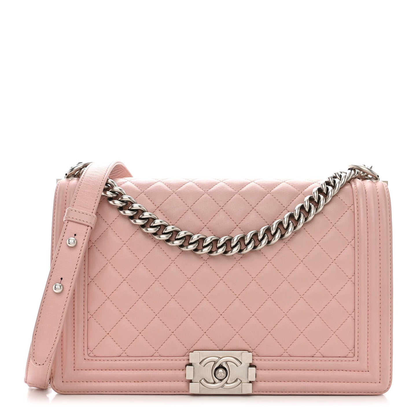 Lambskin Quilted New Medium Boy Flap Light Pink