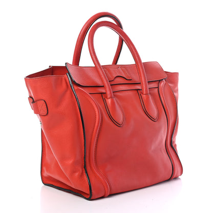 Celine Drummed Calfskin Mini Luggage Vermillion 2 of 4