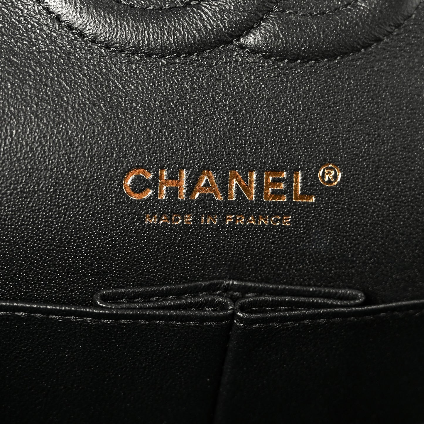 Lambskin Chevron Quilted Medium Double Flap Black