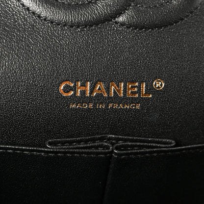 Chanel Lambskin Chevron Quilted Medium Double Flap Black 6 of 11