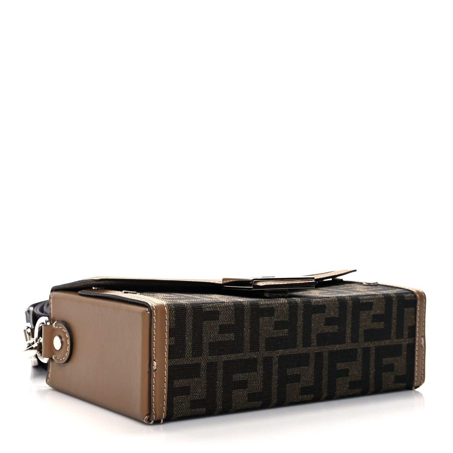 Fendi Recycled Fabric Jacquard Vitello King FF 1974 Baguette Soft Trunk Tobacco Moro Sand 3 of 8