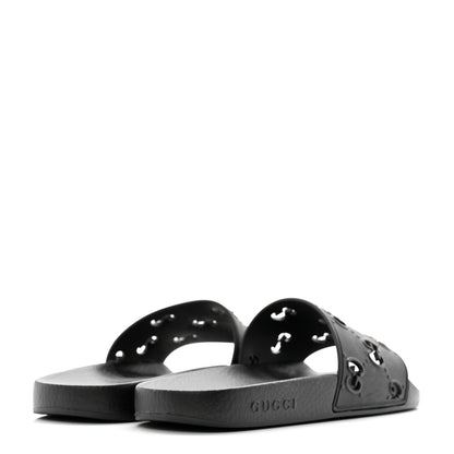 Gucci Rubber GG Monogram Perforated Womens Slide Sandals 40 Black 4 of 10