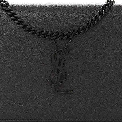 Saint Laurent Grained Metallic Calfskin Monogram Chain Wallet Black 9 of 12