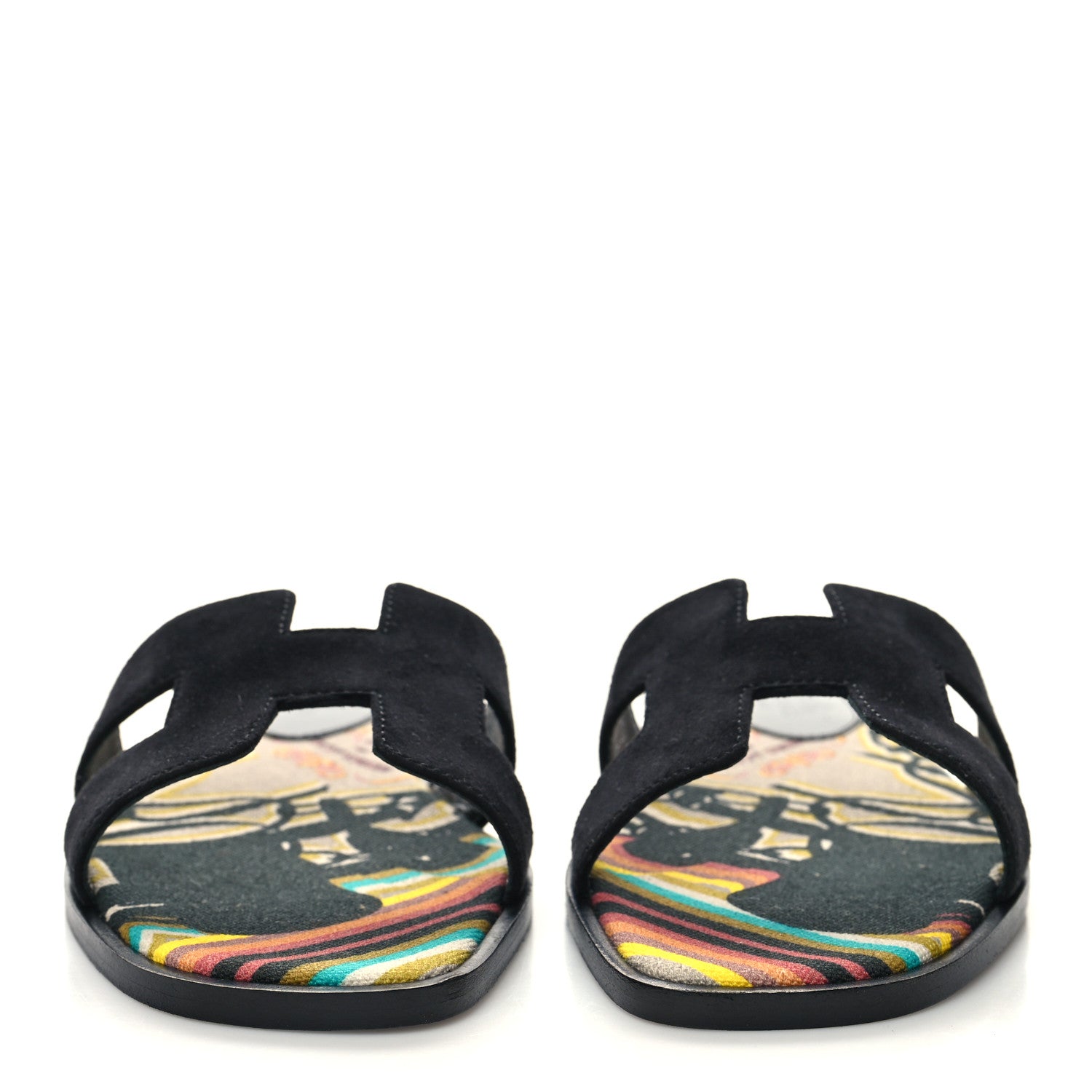Hermes Suede Goatskin Oran Sandals 35.5 Black 2 of 9