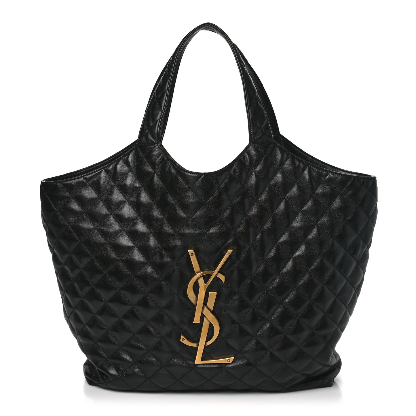 Lambskin Quilted Maxi Icare Shopping Tote Black