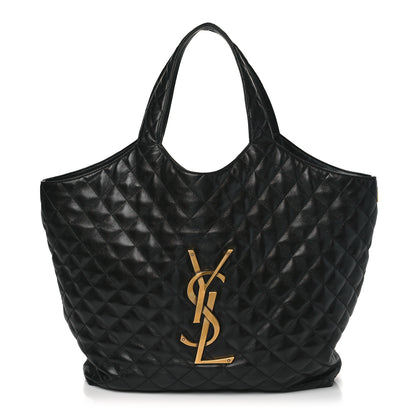 Saint Laurent Lambskin Quilted Maxi Icare Shopping Tote Black 1 of 9