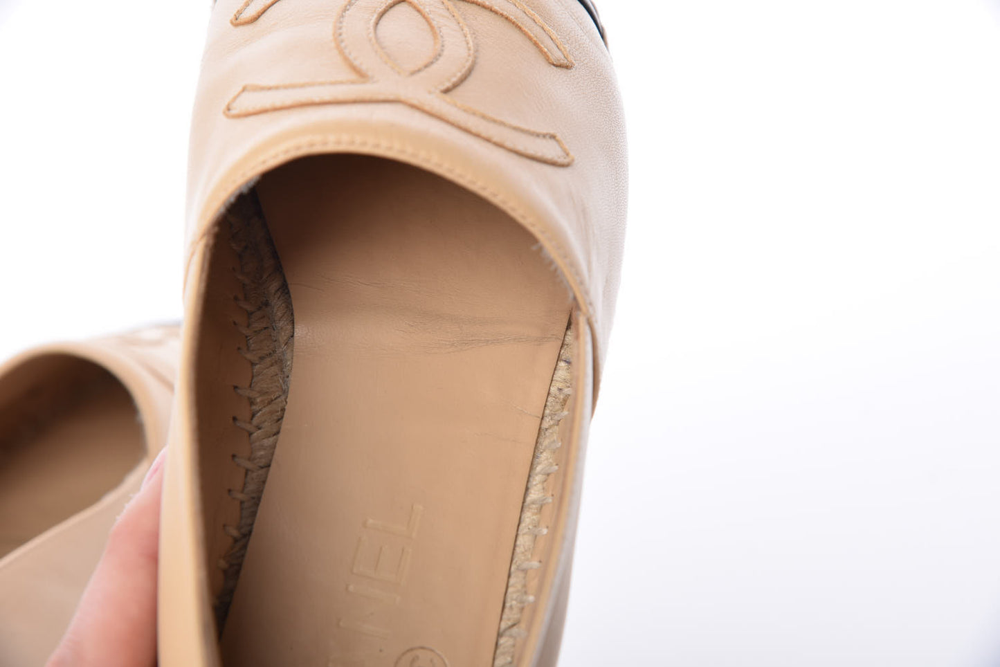 Lambskin CC Espadrilles 35 Beige Black