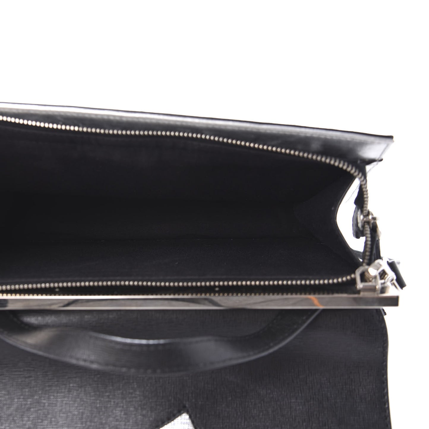 Vitello Elite Bi-Color Demi Jour Shoulder Bag Black Silver