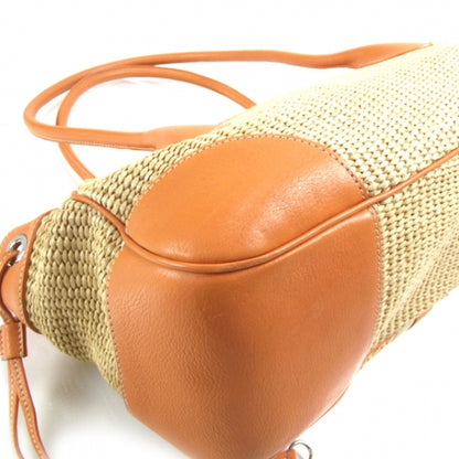 Prada Straw Leather Antic Easy Foldover Pushlock Satchel Orange 5 of 11