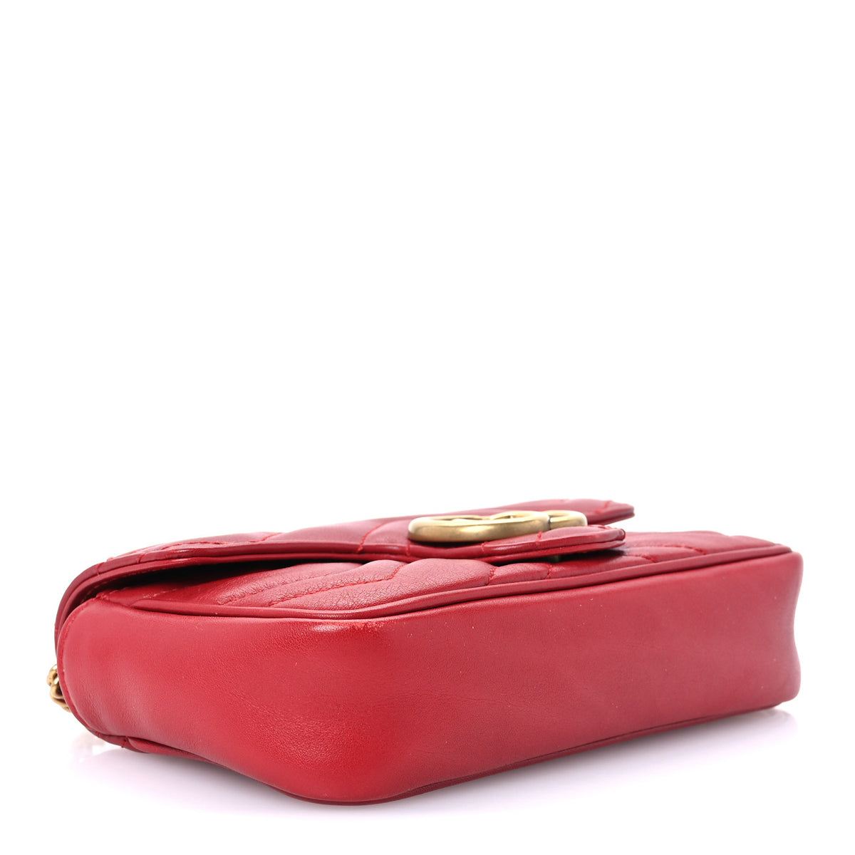 Calfskin Matelasse Super Mini GG Marmont Shoulder Bag Hibiscus Red