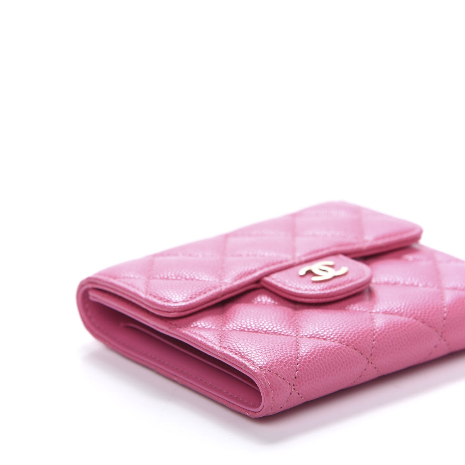 Chanel Caviar Quilted Compact Flap Wallet Pink 6 of 9