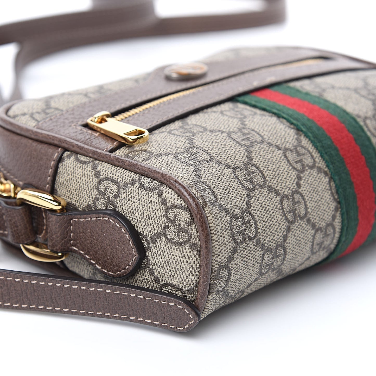 GG Supreme Monogram Web Mini Ophidia Shoulder Bag Brown