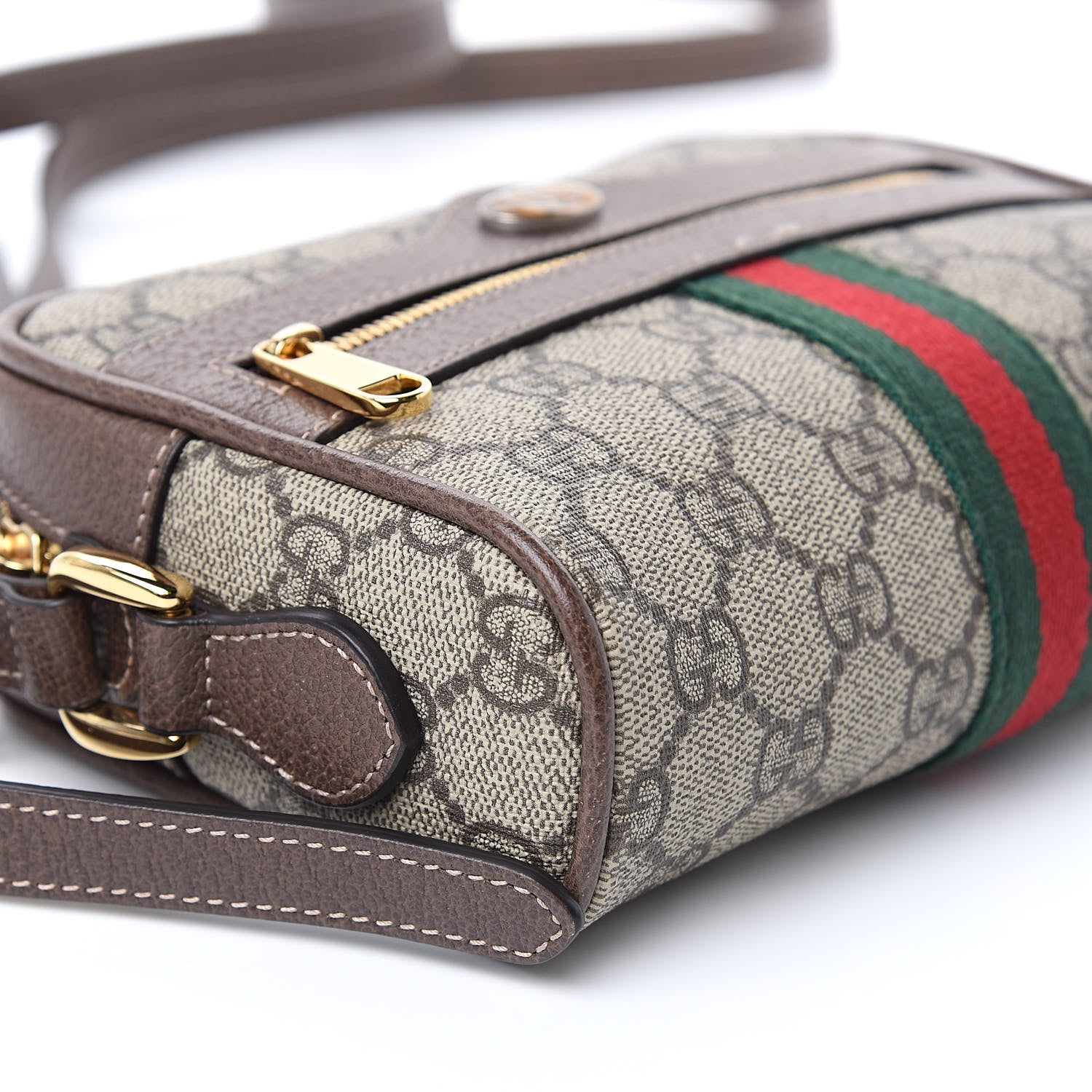 Gucci GG Supreme Monogram Web Mini Ophidia Shoulder Bag Brown 8 of 9
