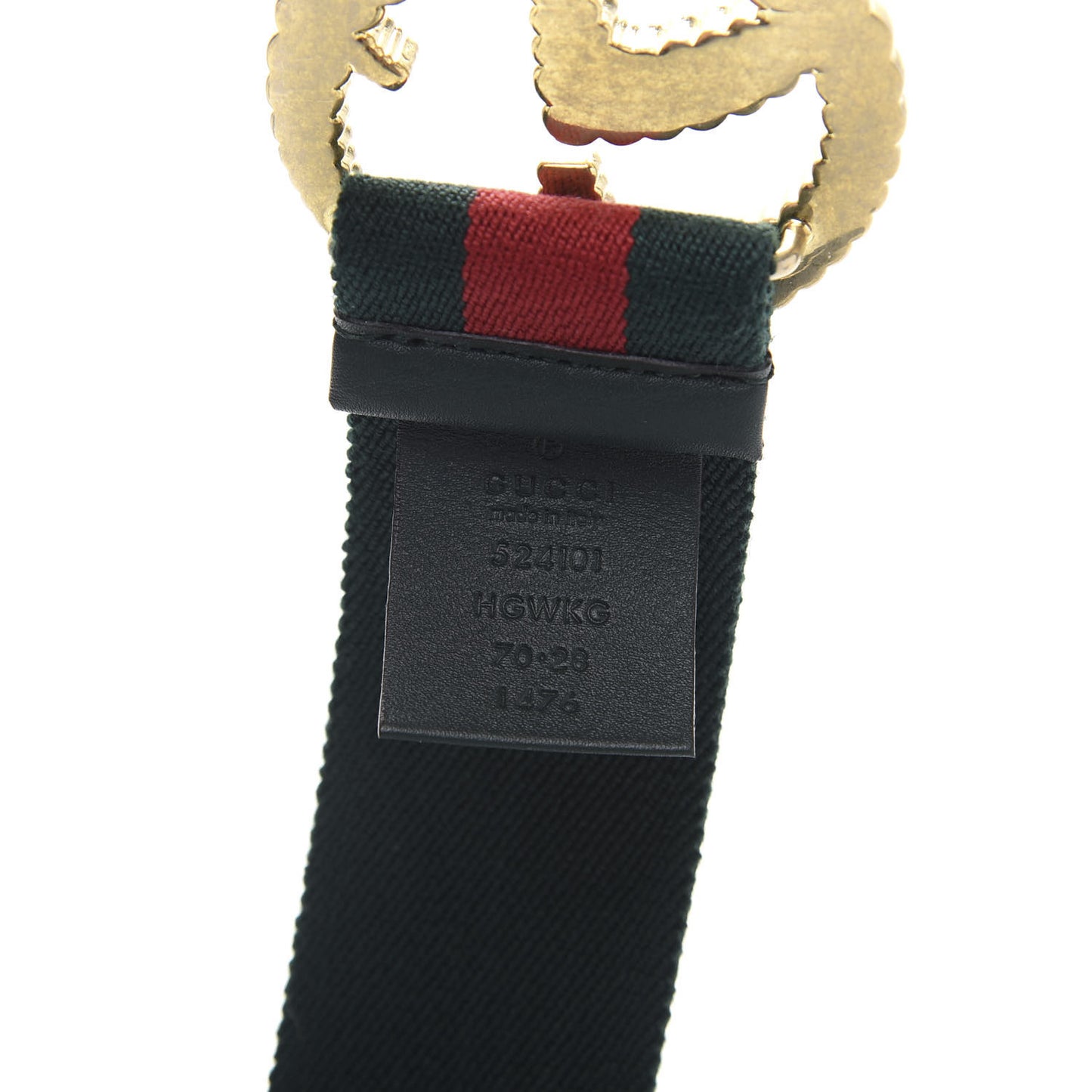 Canvas Torchon Double G Web Belt 70 28 Verde