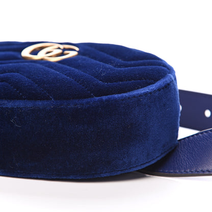 Gucci Velvet Matelasse GG Marmont Belt Bag 85 34 Cobalt Blue 9 of 10