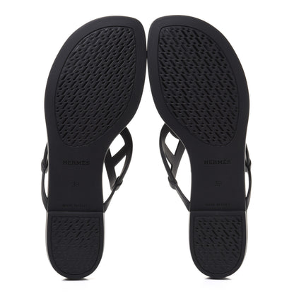 Hermes Rubber Womens Egerie Sandals 39 Black 5 of 8