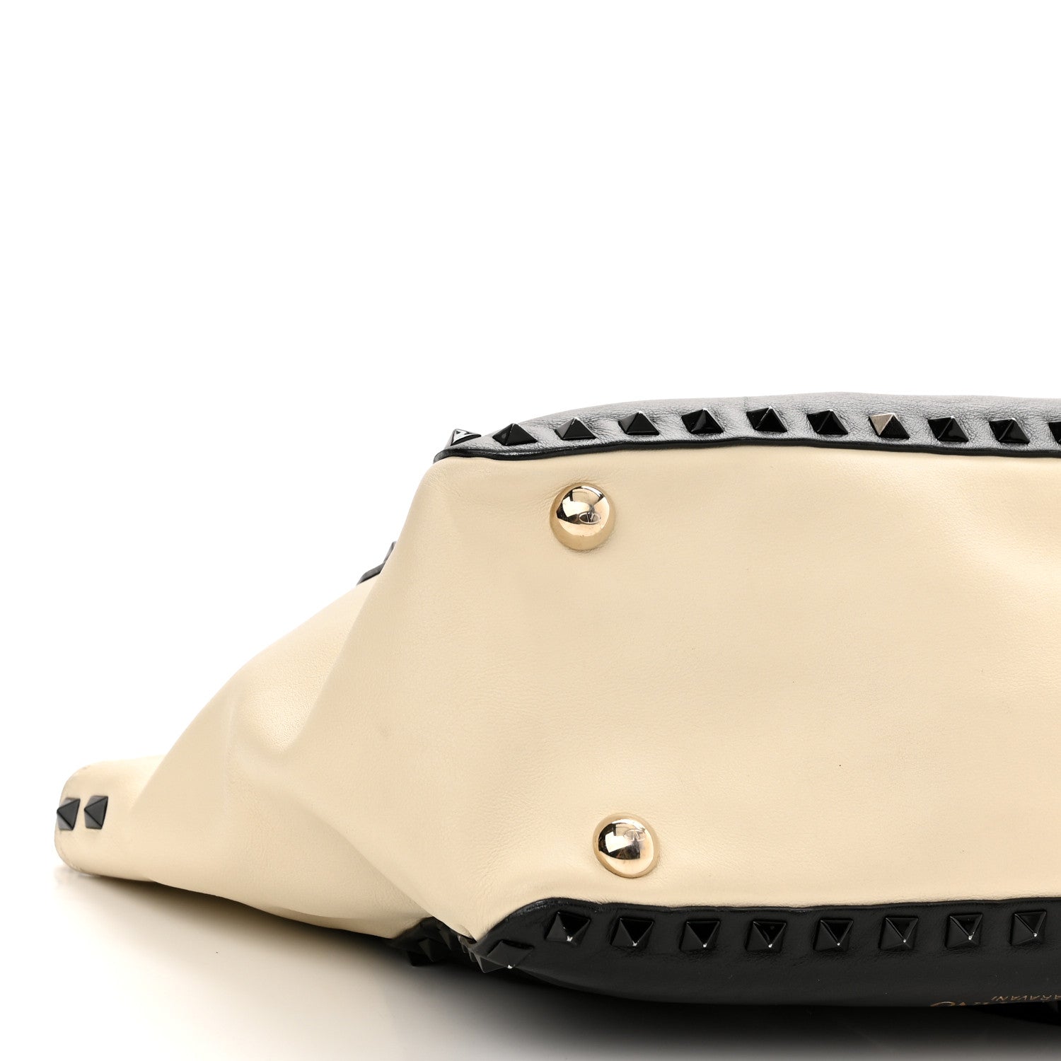 Valentino Garavani Vitello Monochrome Small Rockstud Tote Black Light Ivory 8 of 12
