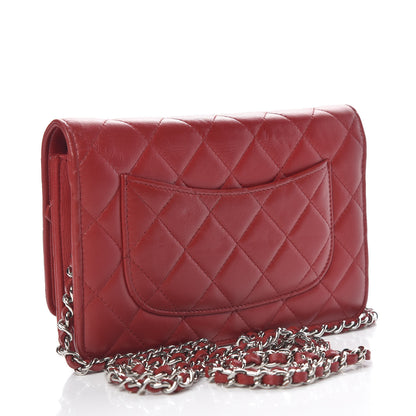 Chanel Lambskin Quilted Wallet On Chain WOC Red 3 of 12