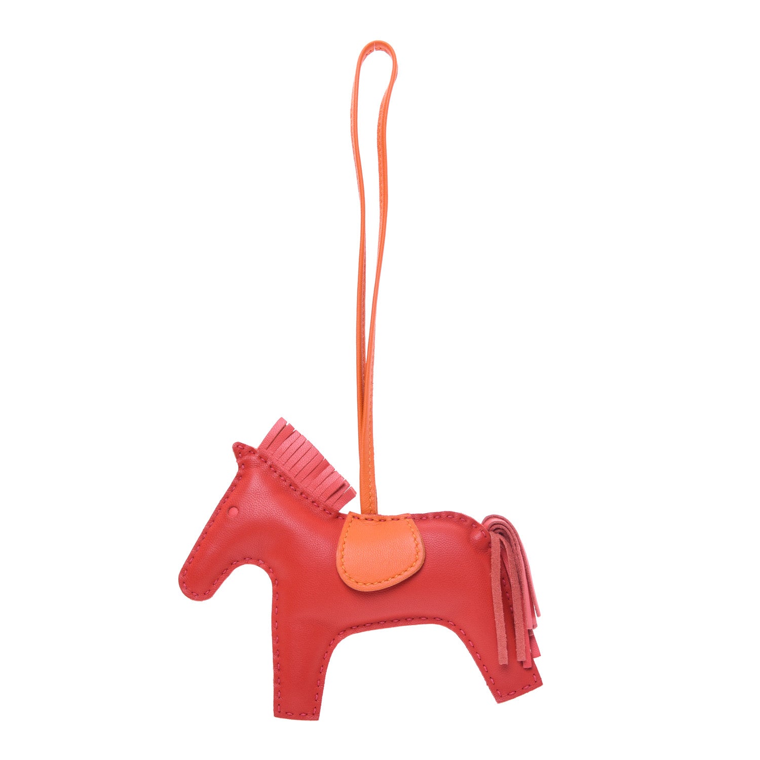 Hermes Milo Lambskin Grigri Rodeo Horse Bag Charm MM Rouge Rose Indien Jaipur Feu 1 of 4