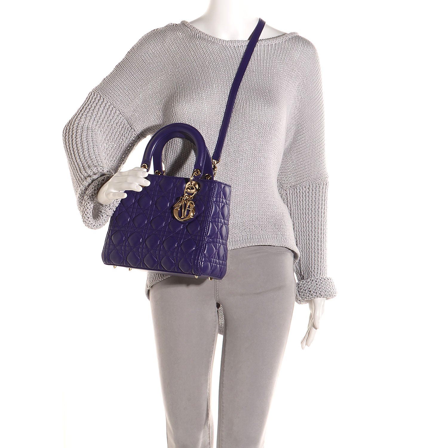 Christian Dior Lambskin Cannage Medium Lady Dior Purple 2 of 8