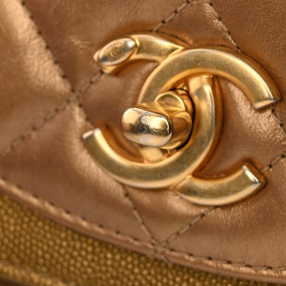 Chanel Metallic Calfskin Caviar Quilted Mini Chain Handle Flap Gold 20 of 22